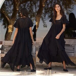 Free People Bring The Romance Midi Dress Black Size Medium